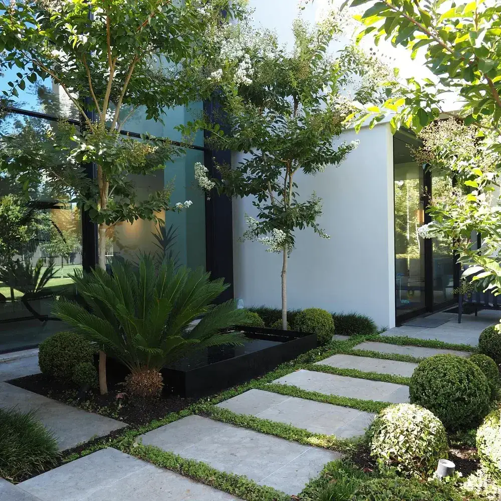 Modern Paver Entry & Front Garden